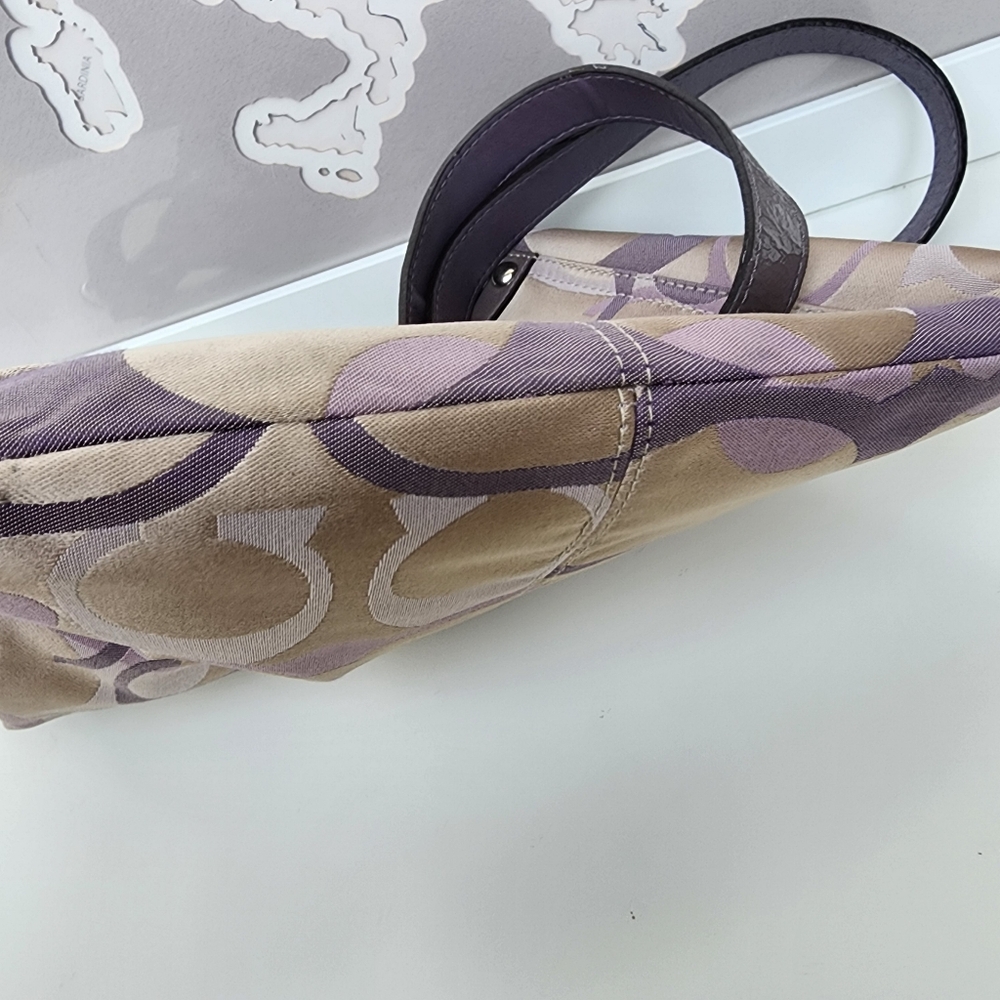 COACH F17479 Lilac & Khaki Penelope Opt Sateen Lilac Patent Leather Trim - Picture 13 of 16